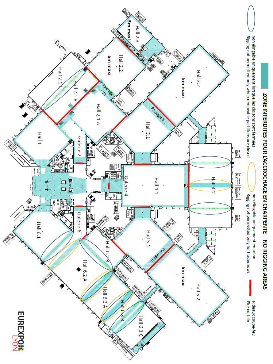Overall roof heights from hall ground Halls, galleries, passageways level 12.00 m Halls 4.1/ 4.2/6.3.B/6.3.C 9.00 m Halls 1/2.1/3.1/5.1/6.2/6.1/6.3.A/6.1 7.