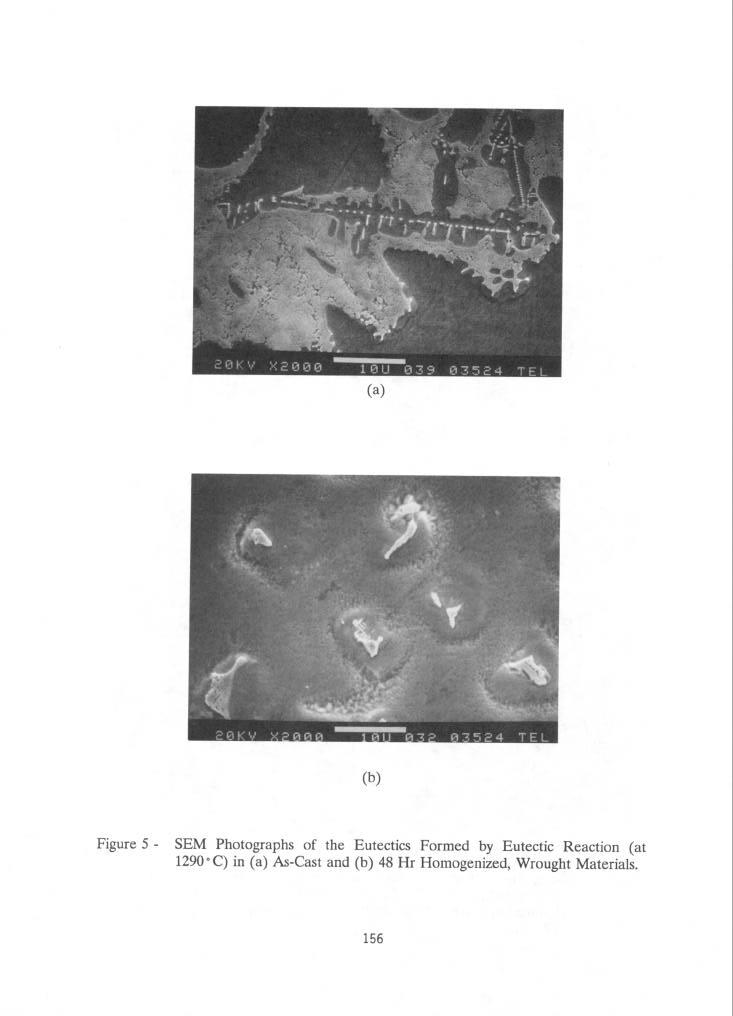 0, ihi -, s,yi;:r s I, i,,p : * (9 Figure 5 - SEM Photographs of the Eutectics Formed by