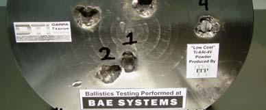 Consolidated Plate (950 o C and 1,050 o C) Ballistics testing performed at BAE Systems using