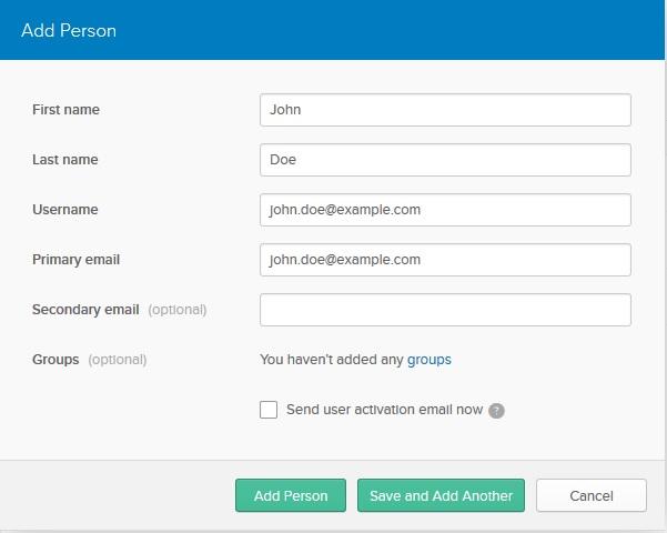 To create and activate users in Okta: 1. Sign in to the Admin dashboard as a user with Okta Administrator privileges. 2. Click Admin. 3. On Dashboard, click Add People under Shortcuts. 4.