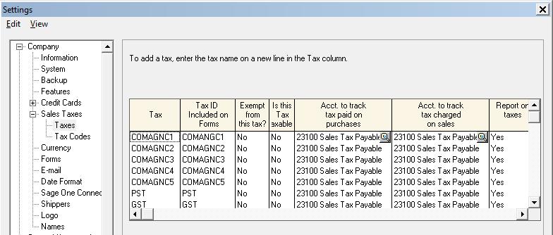 The Tax Code and all of the Tax Code Xref values should be the same when setting up your Manage tax. It is also important to note that the tax rate for each level is a decimal value.