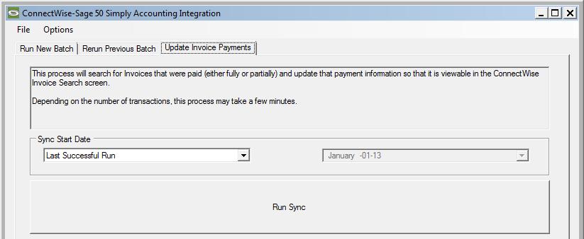 Synchronizing Invoice Payments Your typical workflow will include creating invoices in Manage, and exporting those invoices to Sage 50 Canada.
