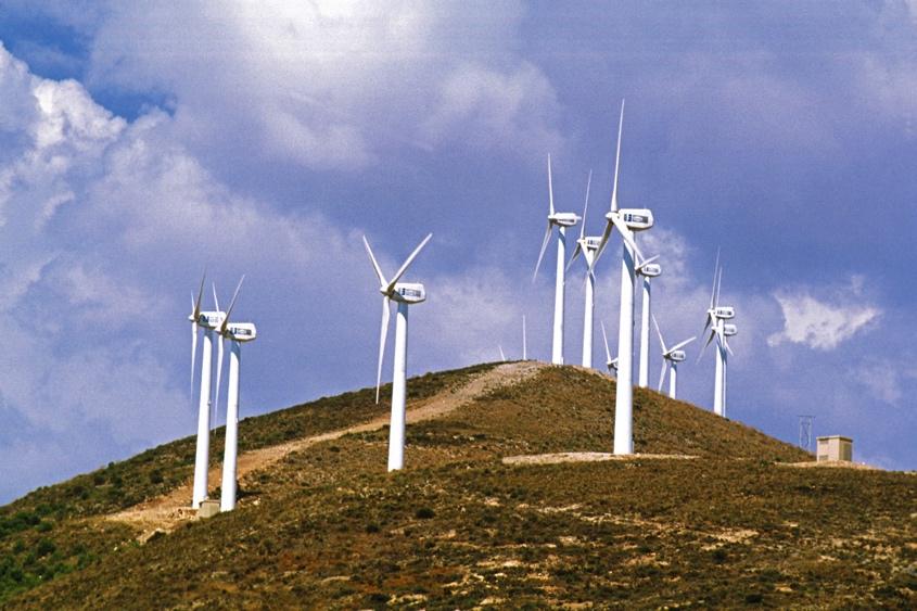Renewable energy: Wind power. Electricity is generated by using the power of wind which is collected by large mills that move that energy to turbines.