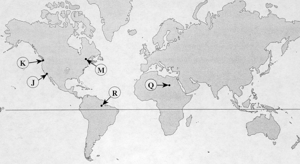Topic: Biomes and climate zones Name A C Equator D M B E F World Map I G J H K B L Refer to the above world map when answering the questions below 1. Name the climate region found at map location K.