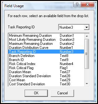 these steps: 1. Select Field Usage from the Risk Analysis menu.