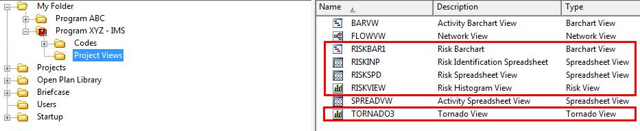 4. Drag these views under the Project Views folder for the SRA project. Copying Risk Analysis Views 5.