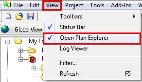 2. Open Plan Explorer should appear. If not, select View and check Open Plan Explorer. Open Plan Explorer may also need to be maximized.