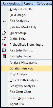 Analysis from the Risk Analysis menu.