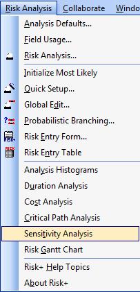 Sensitivity Analysis To view the Sensitivity Analysis results, select Sensitivity Analysis from the Risk Analysis menu.