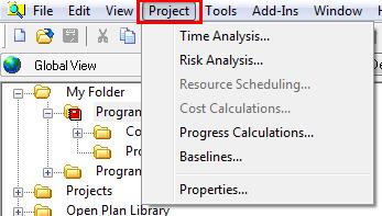 2. Select Project. Project Menu on Toolbar 3.