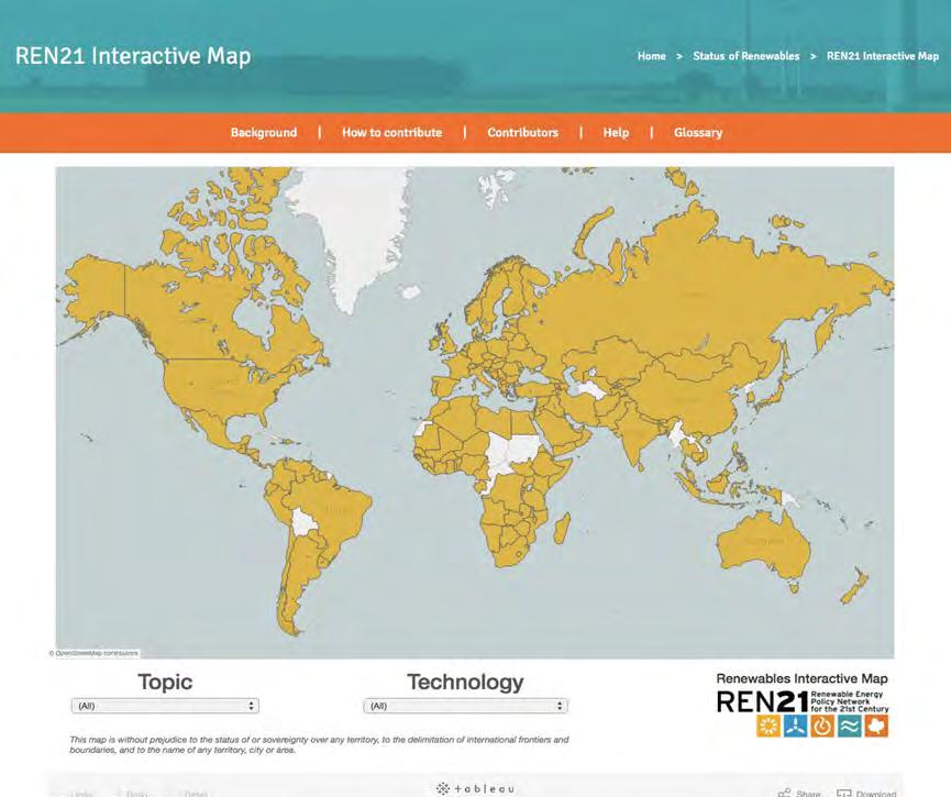 New REN21 Renewables Interactive Map The New REN21 Renewables Interactive Map has been sourced from over 7000 data lines, featuring information from REN21 s