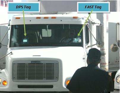 Figure 48. A Truck Carrying both DPS and CBP Issued RFID Tags.
