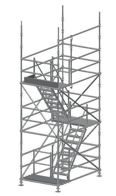 One Bay Stair Tower used in conjunction with Cuplok System Scaffolding and designed to conform to all current British and European Standards.