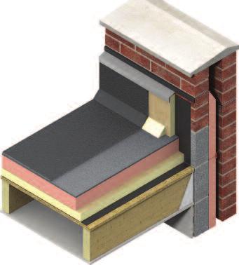 Timber Deck Timber Deck with Suspended Ceiling Damp proof course (DPC) Insulation angle fillet 2 layer fully bonded torch applied waterproofing membrane Kingspan Kooltherm K11 Roofboard 50 x 150 mm