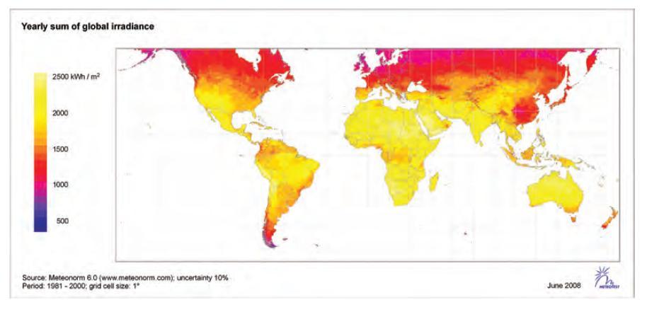 100 A.2 The global irradiance density As can be seen in Figure 46, the total specific radiant power, or radiant flux, per area that reaches a receiver surface is called irradiance.