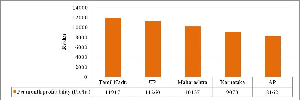 The figures 20a and 20b respectively represent the profitability of sugarcane across the states before and after adjusting for the crop duration.