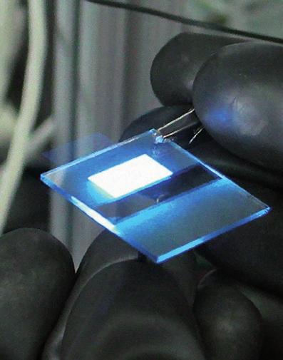 FABRICATION OF DEVICES CHALLENGES Design by ex nihilo Fabrication on new substrates (coated glasses and steel) towards innovative applications (Light emitting windows, Light emitting steel panels,