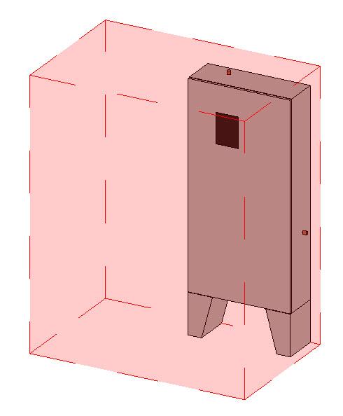 This BIM file of a Tankless Water Heater has a clearance box that represents the clearance required to open the door to service the heater once it has been installed.