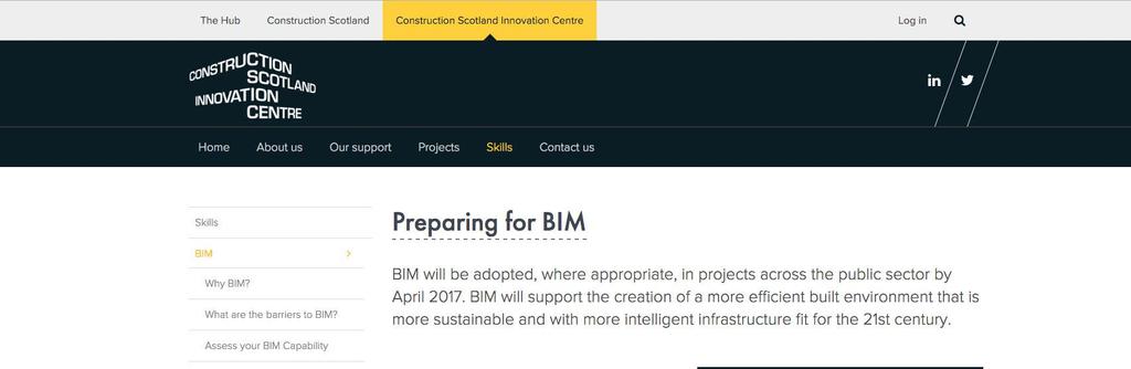 Preparing for BIM Advisory Service The CSIC BIM pages includes an