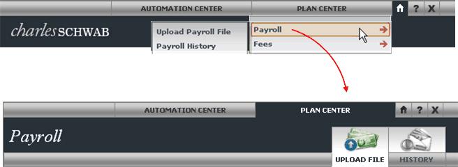 Payroll Processor Options (Plan Center) SchARP payroll processors can access the Payroll menu in the Plan Center.