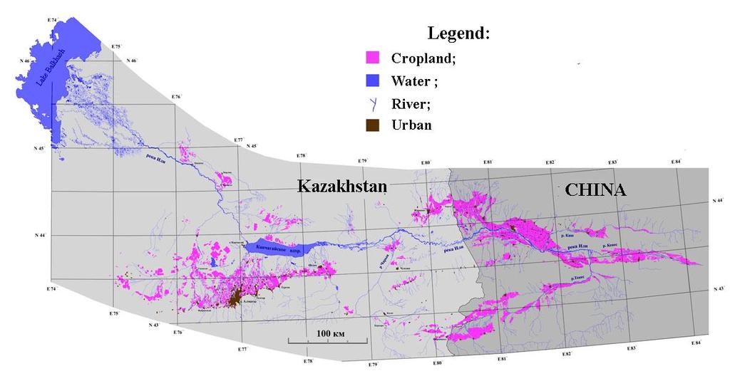 Agriculture land use in river Ili