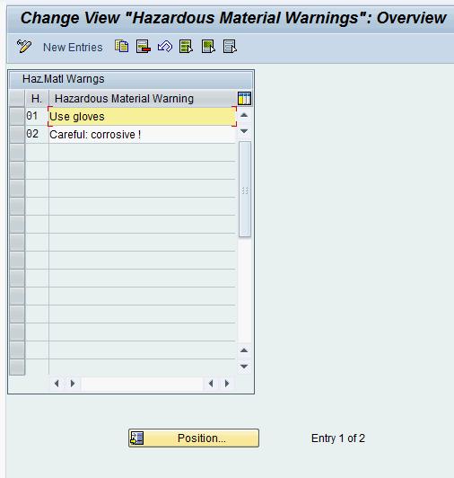 Hazard Master Data Storage area for hazardous materials - Flammable liquids - Toxic materials - Radioactive materials General Data -