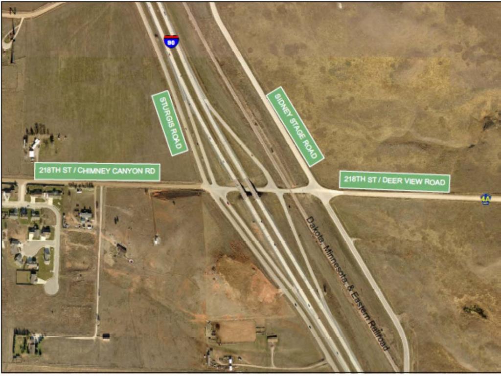 Figure 5: Existing I-90 / Exit 44 Interchange Configuration On the east side of the interchange, the CP / DM&E railroad has an at-grade railroad crossing approximately 100 feet east of the westbound