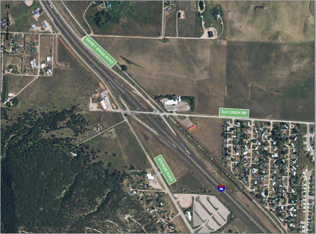 I-90 Exit 46: Piedmont The adjacent interchange southeast of the I-90 Exit 44 interchange is the Exit 46 interchange. The interchange is a skewed diamond configuration.