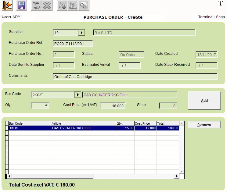 STEP 4 Now start filling up the purchase order item by item.