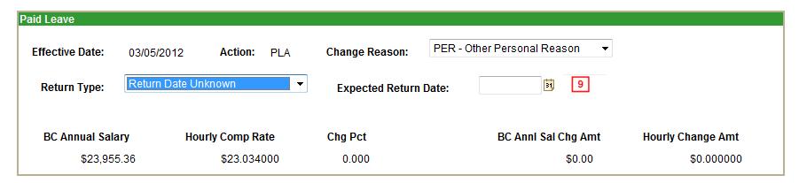 9. If the return date is Unknown, enter an Expected Return Date in the space that will be provided as shown below.