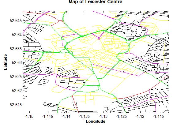 Map of central Leicester.
