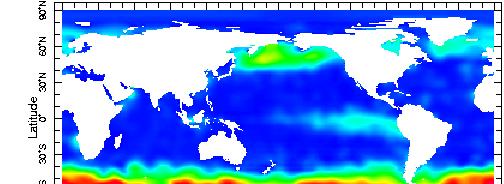 Average surface ocean nitrate concentrations