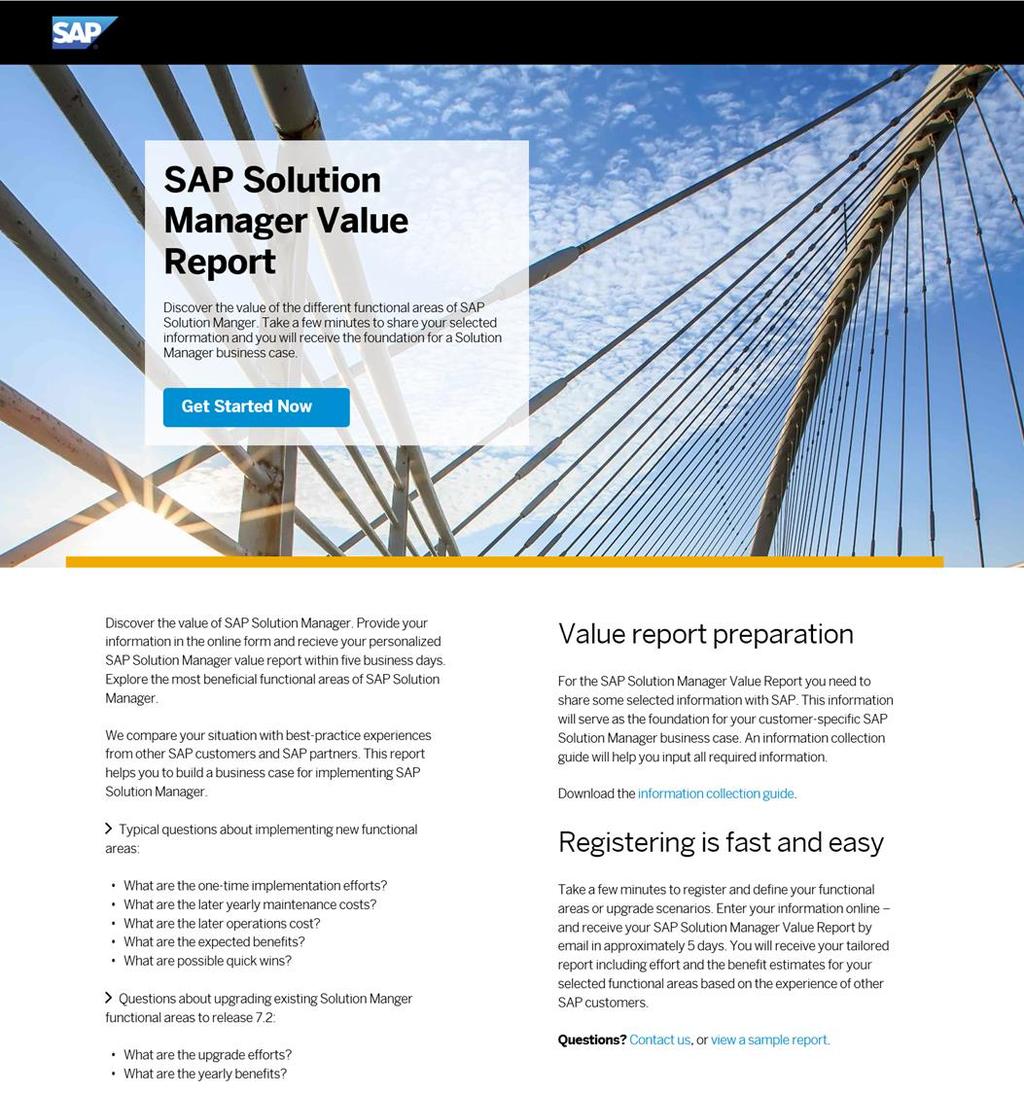 Get Ready for Request: Guide Helps You To Jump-Start Necessary Data Collection For the SAP Solution Manager Value Report you need to share some selected information with SAP This information will