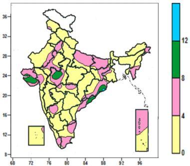 Mean Relative humidity was between 20 to 60% over rest of the country except some parts of Rajasthan, East Madhya Pradesh, Chhattisgarh and isolated pockets Uttar Pradesh, Jharkhand and Odisha where