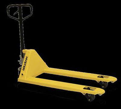 release design Foot release design Articulating axle for superior maneuverability Entry and 3 exit rollers to eliminate pushing and pulling pallets SPECIFICATIONS: Forks (Length): 48 Forks