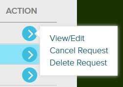 Once you select the blue action arrow for the Time Off period you selected, the Request Time Off window displays.