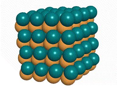 2-Cesium Chloride Structure Cs + Cl - Cesium chloride crystallizes in a cubic lattice. The unit cell may be depicted as shown. (Cs+ is teal, Cl- is gold).