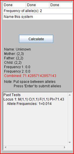 Enter frequencies of alleles 4.