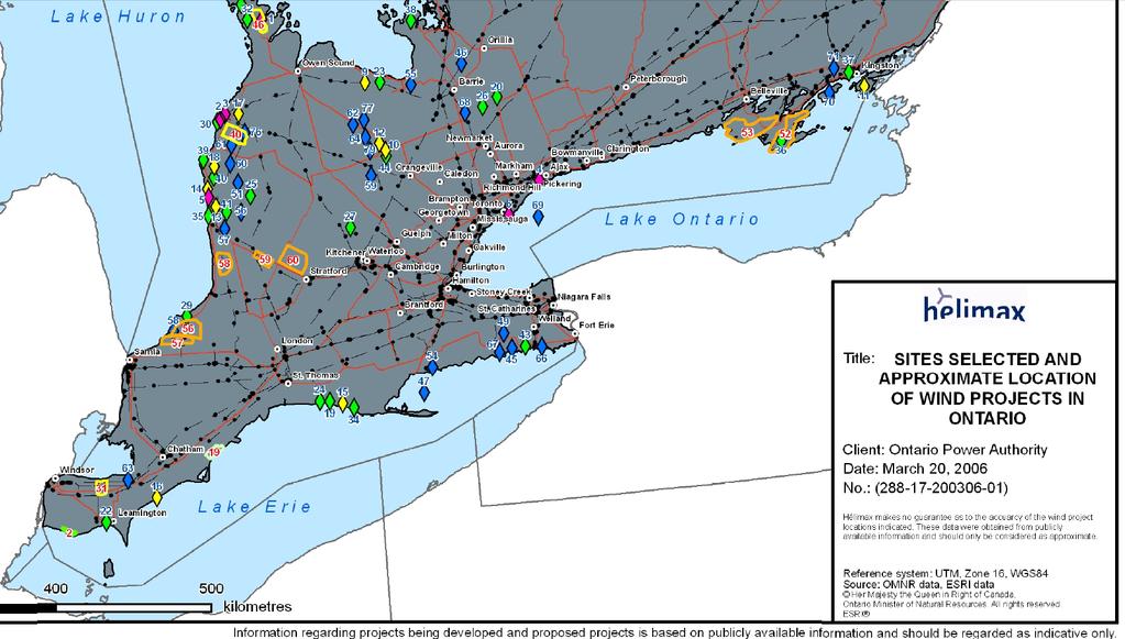 Marketing Regional Freight Assets Figure 8-2: Ontario Wind Farm Locations New York State is also working toward a target level of renewables.