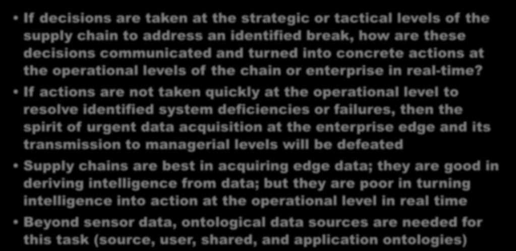 If actions are not taken quickly at the operational level to resolve identified system deficiencies or failures, then the spirit of urgent data acquisition at the enterprise edge and its transmission