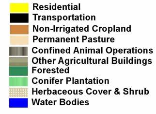 Shed Land Use Acres 250 200 150 100 50 0 Residential Transportation Non-Irrigated Crop Land Permanent Pasture Confined Animal Operations Forested Shrub Cover Water Bodies 1948 1968 1990 2002