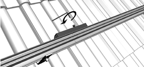 Installation of the splice with base rails To connect multiple rails together, slide the splices on the rear side of the pre-assembled rails halfway to the side.
