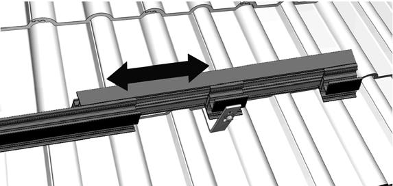 To do this, you insert the end of the telescopic mounting into the rail. The mountings can be adjusted to their correct positions later.
