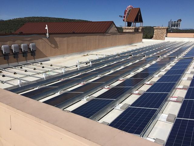 Ballasted PV mounting systems STRING INVERTERS Photo credit: EERE Ballasted footing mounts, such as concrete or steel bases that use weight to secure the solar module system in position and do not