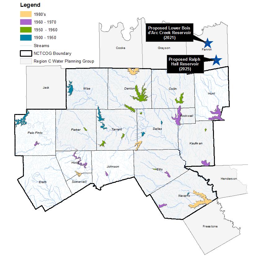 Reservoirs In the 2016 Region C Water Plan, the WPG proposed potential major water management strategies including the construction of new reservoirs that would supply over 1,000 acre-feet per year.
