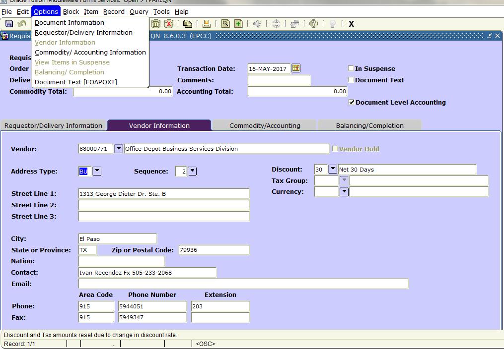 ACCESSING DOCUMENT TEXT SCREEN (FOAPOXT) Providing a Departmental