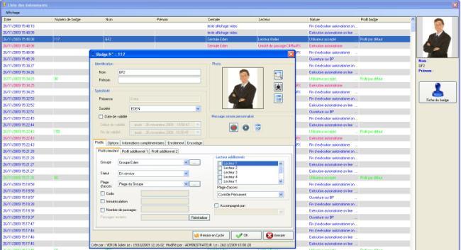 Select the access control tab. - Select an event type from the list to the left of the window.