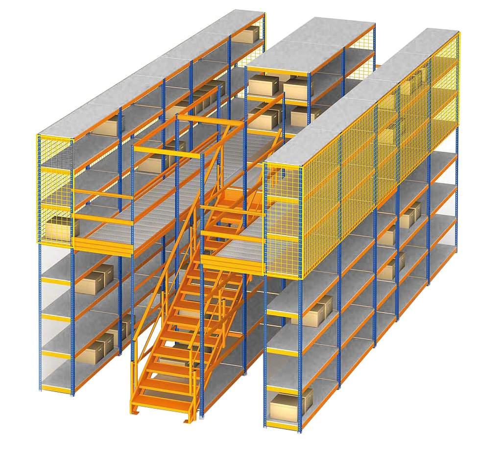 R Platform Racking System You can install this system in two types. In the first method you can install walk ways between the existing racking systems.