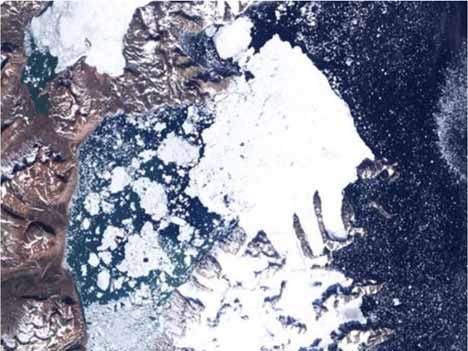 Ice Albedo Feedback Satellite (LANDSAT) images of the coast of