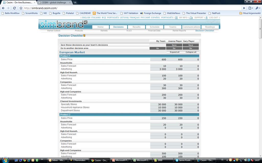 Decision Checklist On the decision checklist page all team-members decisions can be seen side by side. By pressing save a team-member s decisions are moved to the team-decision column.
